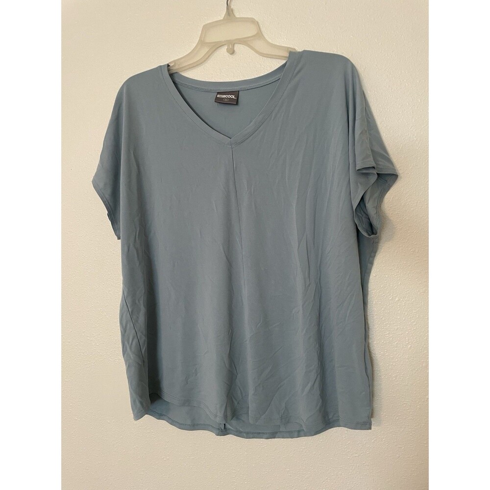 32 Degrees Cool Woman’s Short Sleeve V-neck T-shirt Green Size Large Modal